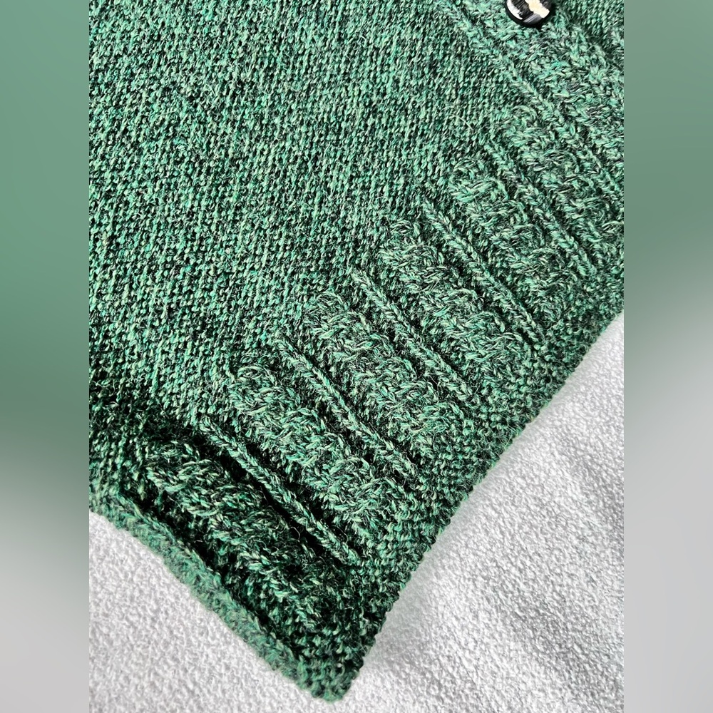 Vintage 100% Wool Cardigan, Made in Ireland, Deep Emerald Green, Sz - L - Picture 5 of 12